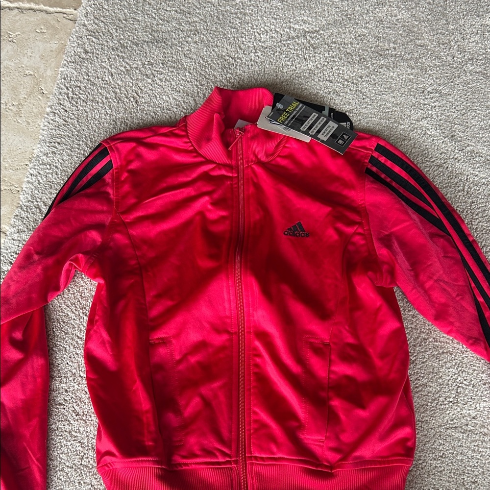 Adidas vintage red Jacket with Black Stripes - small nwt